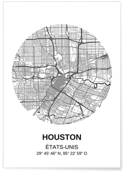 Affiche Carte Houston | A3 : 29,7x42cm