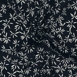 Tissu Coton extensible Pissenlit mode sur fond Bleu marine
