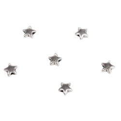 Perle métallique Etoile, 5mm ø, argent, 6 pces
