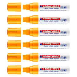 Lot de 6 marqueurs craie liquide EDDING - Orange Fluorescent - Pointe large 4-15 mm