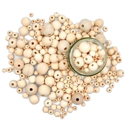 MégaCréa DIY - Perles rondes en bois 0,8 à 2,3 cm 385 pièces