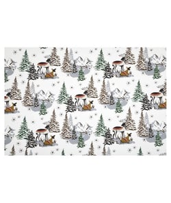 Tissu coton Noël forêt de 155 cm de largeur belledonne ecrue vendu par 50 cm
