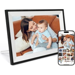 Cadre photo numérique Wi‑Fi 10,1 pouces | 32 Go extensible à 128 Go | Rotation automatique | Partage à distance via appli | Blanc