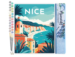 Peinture par Numéro Figured'Art Affiche Vintage Nice - Activité Manuelle Kit de Loisir Créatif DIY Numéro d'Art Complet - 40x50cm sans châssis en bois