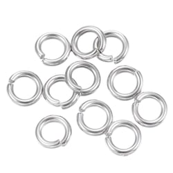 Lot de 50 anneaux de jonction métal argenté 6 mm ACIER INOXYDABLE 304 - ouverts connecteurs
