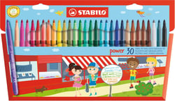 Lot de 6 étuis de 30 feutres de coloriage pointe moyenne - STABILO - Power - Coloris assortis