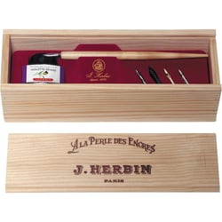 Coffret - Encre pour stylo plume - Violette pensée - 5 plumes métal - Herbin