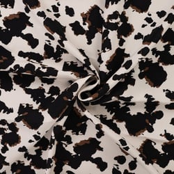 Tissu Viscose imprimé Taches noires et chocolats sur fond Ecru