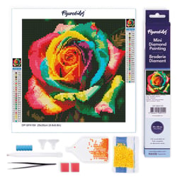 Mini Diamond Painting Broderie Diamant Figured’Art 25x25cm toile entière roulée avec diamants ronds - Rose Multicolore