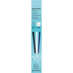 Boite 25 reliures spirales plastique 8mm - Blanc - Exacompta