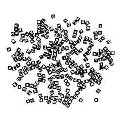 Perles plastiques à lettres, noir, 5x5mm, 40g