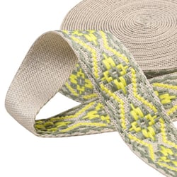 Bobine 14,5m sangle ethnique 38mm jaune citron