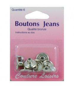 Boutons jeans couleur nickelé X 6 - Distrifil Nk Gris