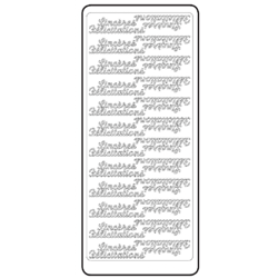 Planche de stickers peel off doré "Sincères félicitations"