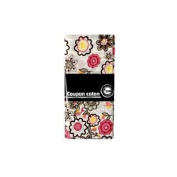 Coupon de tissu en coton Fleurs rose 55 cm