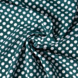 Tissu Mousseline lourde Koshibo pois blanc sur fond Vert canard