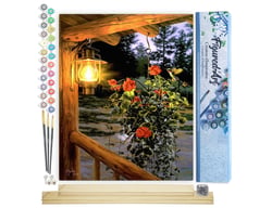 Peinture par Numéro Figured'Art - Lanterne sous le porche - Kit de Loisir Créatif DIY Numéro d'Art Complet - 40x50cm toile roulée + châssis en bois à monter