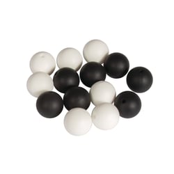 Perles en silicone Idéal attache tétine Bébé 15mm 14 pièces - Noir et Blanc