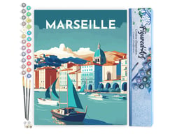 Peinture par Numéro Figured'Art Affiche Vintage Marseille - Activité Manuelle Kit de Loisir Créatif DIY Numéro d'Art Complet - 40x50cm sans châssis en bois