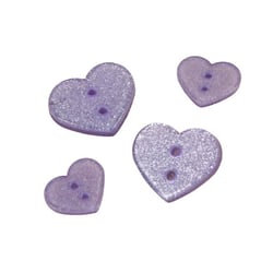 Bouton coeur pailleté violet/lavande