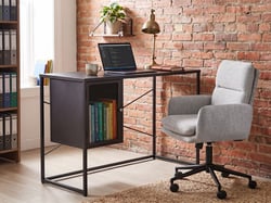 Bureau Noir en Métal avec Rangement Acier Thermolaqué Style Moderne Industriel