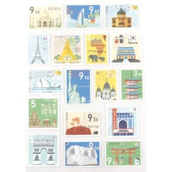 51 STICKERS TIMBRES PAYS 30mm