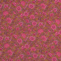 Tissu Viscose stretch Poppy imprimé Fleuris sur fond Ocre