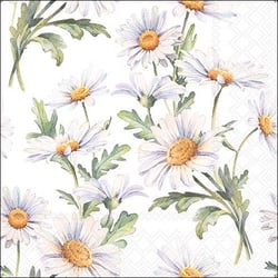 Lot de 4 serviettes en papier découpage collage 33 cm MARGUERITTE FOND BLANC F 150