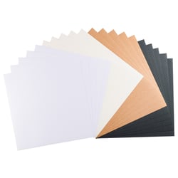 Papier cartonné gaufré Florence - 20 feuilles - Blanc, blanc cassé, kraft, noir - 30,5 x 30,5 cm - 216 g/m²