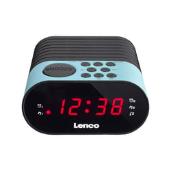 Lenco Radio Réveil FM PLL Double Alarme avec Affichage LED Noir / Bleu