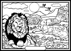 Tableau velours a colorier La famille lions Sericolor