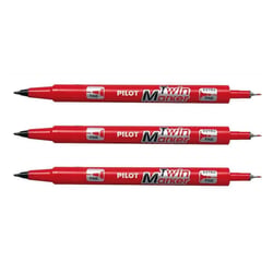 Lot de 3 marqueurs permanents - PILOT - Twin Marker Begreen - Rouge - 2 pointes ogives fine et moyenne