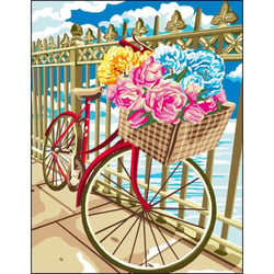 Princesse - Canevas antique Bicyclette fleurie 50x65cm