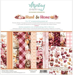 Pochette de 13 feuilles recto verso Rust and rose MINTAY