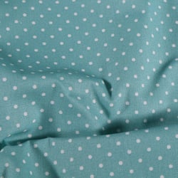 Tissu Coton enduit Petits pois blancs sur fond vert d'eau