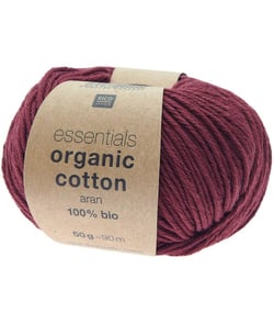 Coton à tricoter Essentials Organic Cotton aran - Rico Design 29 Rouge Vin
