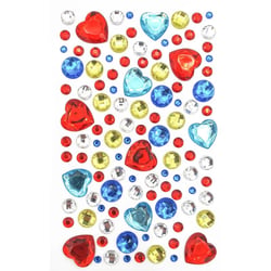 MégaCréa DIY - Stickers strass coeurs couleurs vives 0,7 à 1,7 cm 109 pièces