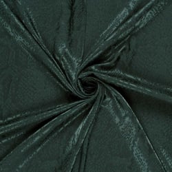 Tissu Jacquard satiné aspect  serpent sur fond Vert foncé