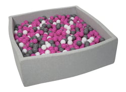 Piscine à balles pour enfant, 120x120 cm, Aire de jeu + 1200 balles blanc, rose, gris - Velinda
