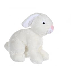 Peluche - Peluche Lapin flammé douceur blanc - 25 cm