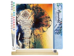 Peinture par Numéro Figured'Art - Eléphant d'Asie - Kit de Loisir Créatif DIY Numéro d'Art Complet - 40x50cm toile roulée + châssis en bois à monter