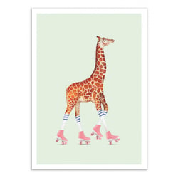 Affiche 30x40 cm - Rollerskating Giraffe - Jonas Loose