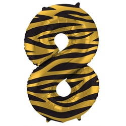 Ballon Aluminium Hélium Tigre Chiffre 8 - 86 cm