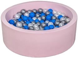 Piscine à balles Aire de jeu + 200 balles rose perle, bleu, argent - Velinda