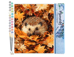 Peinture par Numéro Figured'Art - Hérisson dans les feuilles d'Automne - Kit de Loisir Créatif DIY Numéro d'Art Complet - 40x50cm sans châssis en bois
