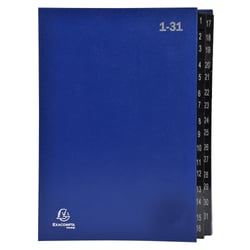Trieur rigide Economique Ordonator 32 compartiments numériques - 24x34cm - Bleu - x 6 - Exacompta