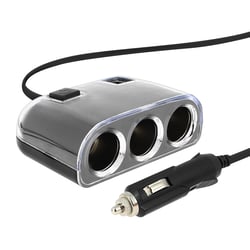 Avizar Multiprise allume-cigare Répartiteur 3x Prises allume-cigare + 2x Prises USB Noir