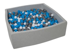 Piscine à balles pour enfant, 120x120 cm, Aire de jeu + 1200 balles blanc, bleu, gris - Velinda