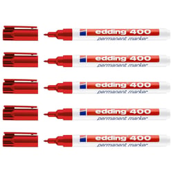 Lot de 5 marqueurs permanents - EDDING - Pointe fine 1 mm - Rouge