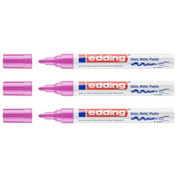Lot de 3 marqueurs peinture permanente - EDDING - Pointe ronde 2-4 mm - Rose